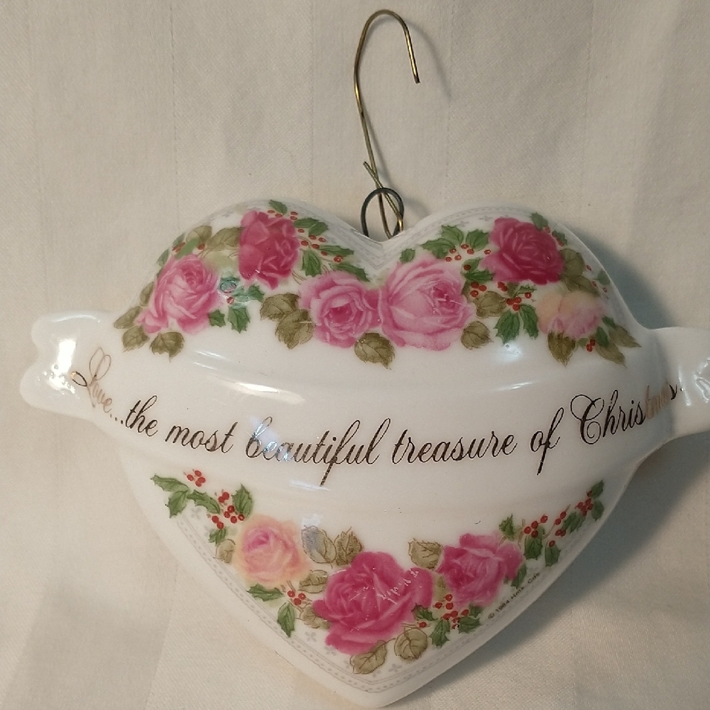 Vintage 1984 Hallmark "Heart Full Of Love" ornament made of bone china